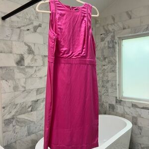 Ann Taylor Sleeveless Midi Dress in Fuchsia Pink